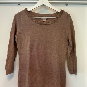 Banana Republic Brown Beaded Neckline sweater